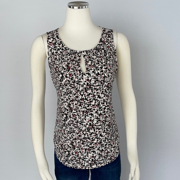 WHBM  Sleeveless Print Top Size Small Pink/Black - Picture 5 of 16